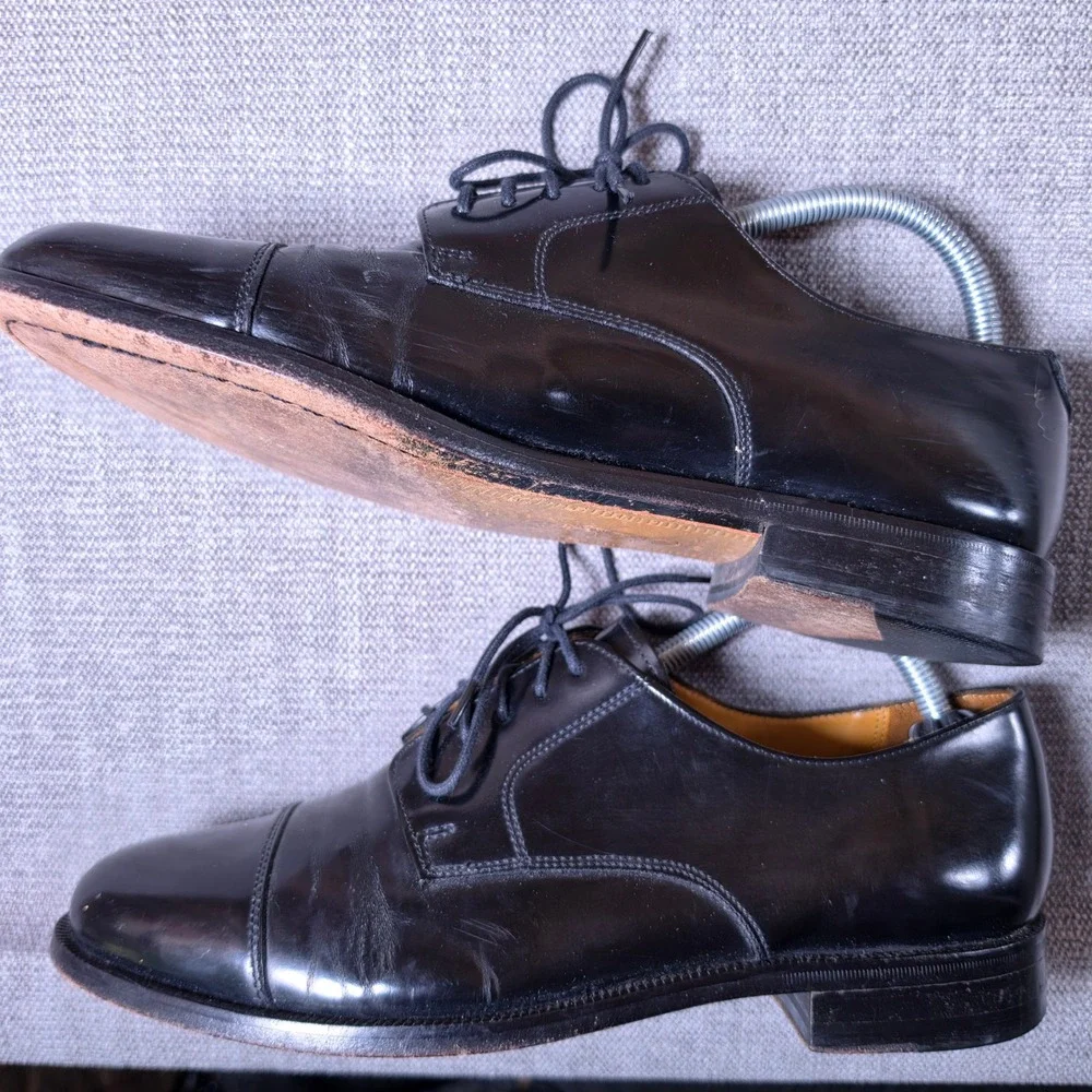 Cole Haan 08330 Mens 9D Black Leather Cap Toe Derby Dress Shoes